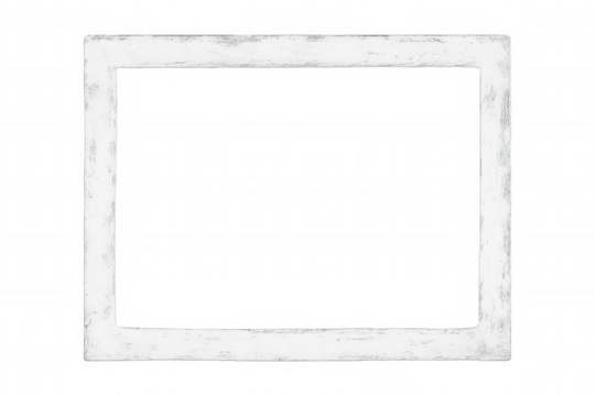 White frame with transparent background creating an empty space for design, simulating a painted frame