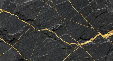 Black slate texture with golden veins, creating a luxurious and