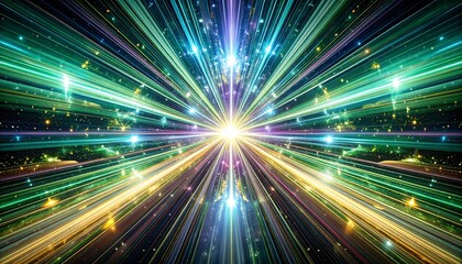 Radiant burst of colorful light rays