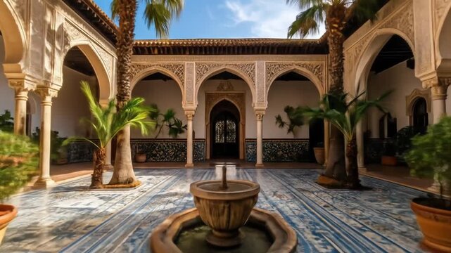 Majestic Moorish Courtyard: A visual journey through architectural beauty and serene ambiance