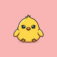 Cute Yellow Chick Illustration.