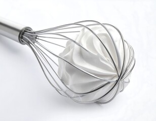 Whipped cream in a wire whisk