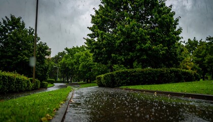 Rainy park scene