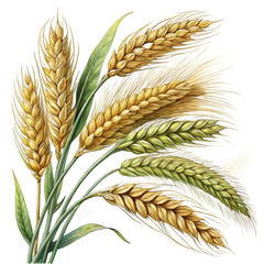 Harvest wheat grain barley rye oat field farm agriculture crops food art on transparent background