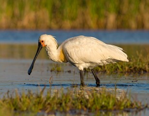 White bird wading in shallow water (1)