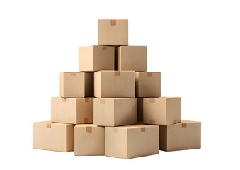 Brown Carton Boxes Piled in Pyramid Shape for Delivery and Storage