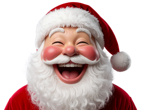 Laughing Santa Claus Emoji with Open Mouth, Transparent PNG