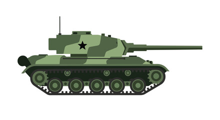 Camouflaged armored war vehicle icon, showcasing its military design and powerful weaponry in a vector illustration reflecting modern warfare,