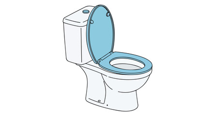 Stylized rendering of a contemporary toilet fixture with the lid open, suitable for sanitation design or plumbing system educational materials