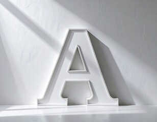 White capital letter A on a white wall