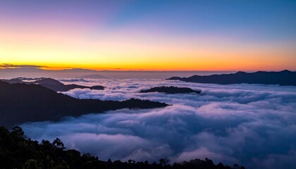 Fototapeta premium Breathtaking Sunrise Over a Sea of Fog in a Mountain Landscape