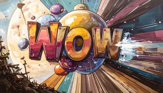 Vibrant mural of colorful, 3D text