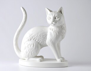 White ceramic cat figurine