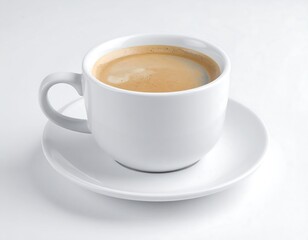 White ceramic coffee cup and saucer