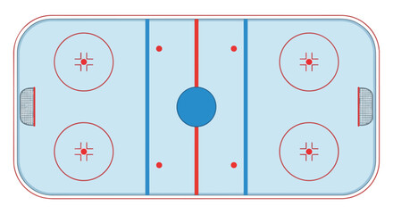 Naklejka premium Top-Down View of a Stylized Ice Hockey Rink Illustration with Distinct Zones and Markings for Sports Design and Game Analysis