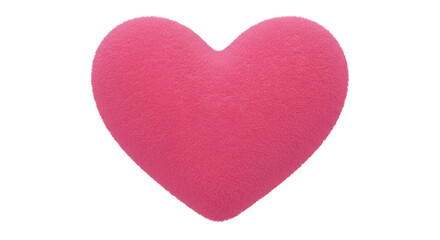 Obraz premium Soft plush pink heart cushion, isolated against a clean white background