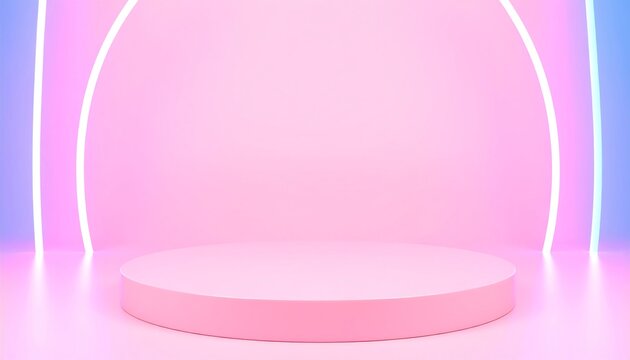 Pink Stage with Neon Light Background