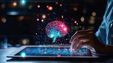 Digital brain displayed on a tablet device.