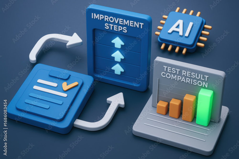 Poster test result comparison industry improvement steps ai chart process test result comparison industry w