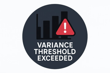 Variance threshold test result comparison in industry context with warning symbol and bar chart for data analysis