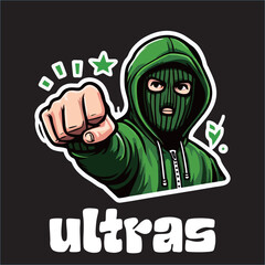 illustration vector graphic of Football fans ultras hooligan design for logo, t-shirt, etc