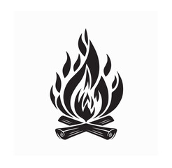 Minimalist Campfire Vector Logo Design for Camping and Nature