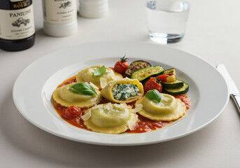 Realistic images of fine dining plates generated by AI.