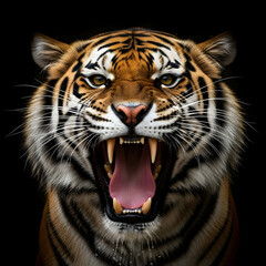 Fototapeta premium Furious Tiger Roar: Wild Animal Portrait