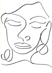 Minimalist One Line Abstract Drawing of a Woman’s Face with Closed Eyes_upscaled