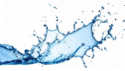 High-definition image of blue water splashing against a white background, showcasing motion and freshness.