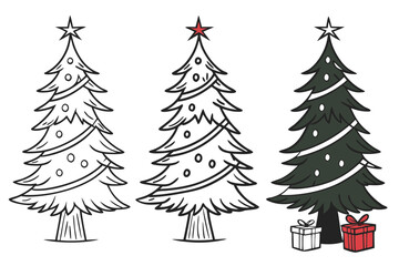 Christmas trees with presents holiday festive