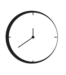 wall clock icon, vector illustration on transparent background