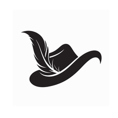 Minimalist German Feather Hat Logo Design on white background