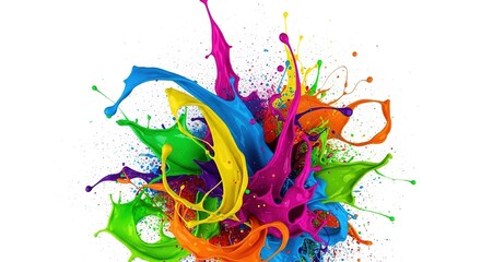 Vibrant paint explosion with dynamic splashes and colorful dropl
