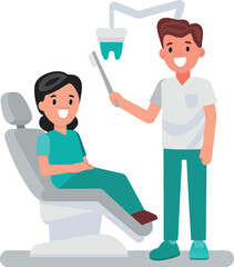 A man and woman sitting together in a dentist chair, both appearing relaxed in a dental office setting.