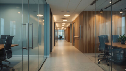 Nice modern office with beautiful long office corridor with and defocused room background concepts and ideas for business presentation background, wallpaper and backdrop ideas for corporate