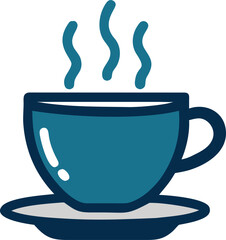 Coffee cup icon in a simple vector style, featuring a handle and steam rising from the top.