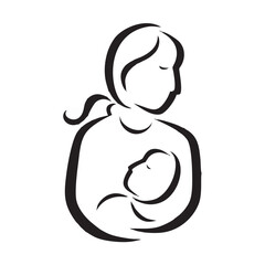 A mother holding her baby.eps