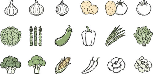 Vibrant collection of fresh, healthy vegetables, perfect for culinary design and healthy lifestyle themes.