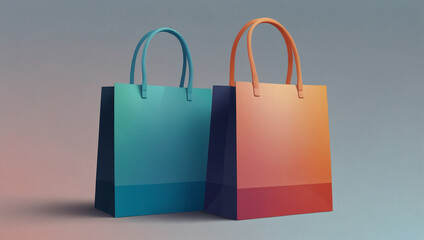 Minimalist White-to-Blue Gradient Shopping Bag Icon – Modern Flat & 3D App UI Design