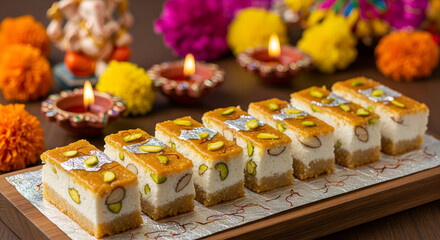 Diwali Kalakand: Festive Indian Milk Cake with Pistachios & Saffron