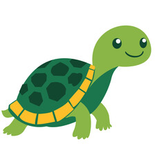 2d illustration cartoon turtle smiling with orange shell. Ideal for sea life, children’s books, rural designs, nature themes, and playful concepts.
