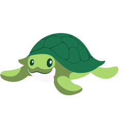 2d illustration cartoon turtle swimming happily with green shell. Perfect for sea life, children’s books, nature designs, rural, or playful concepts.

