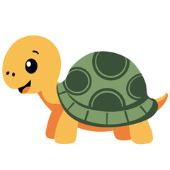 2d illustration cartoon turtle with brown shell and cute eyes. Perfect for ocean themes, children’s books, nature designs, and playful rural concepts.
