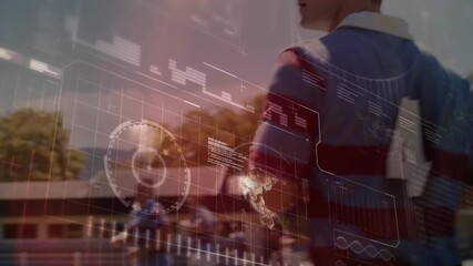 Data overlay appearing as rugby player passing ball while HUD updating for technology analysis - Powered by Adobe