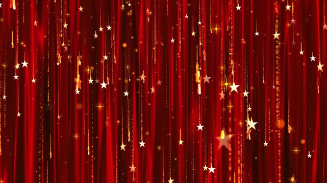 particle red silk five-pointed star theme stage background