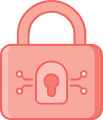 A pink padlock icon centered on a white background, symbolizing security and privacy.
