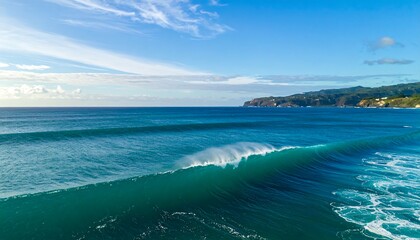 Fototapeta premium Powerful ocean waves under a clear sky