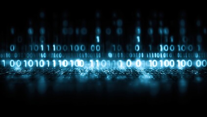 digital background featuring blue numbers and binary code on a black backdrop, creating an atmosphere of data technology and computer coding Generative AI
