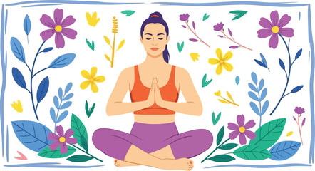 Find inner peace with mindful meditation and beautiful floral background for yoga studio promotions